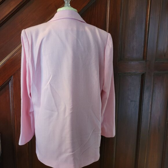 Womens Sag Harbor Pink Woolmark Blend Blazer With Single Button Closure L - Picture 2 of 9